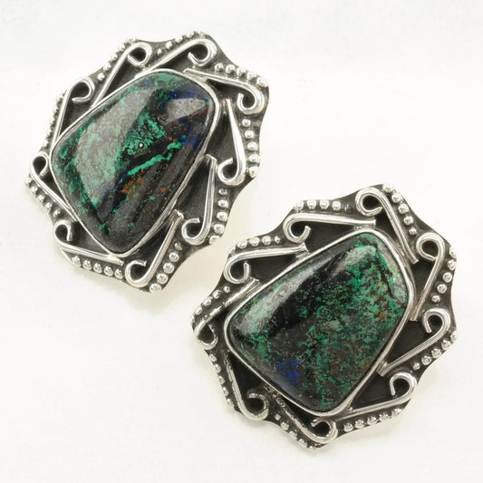 DTR Sterling Silver Chrysocolla Southwest Earrings Stud