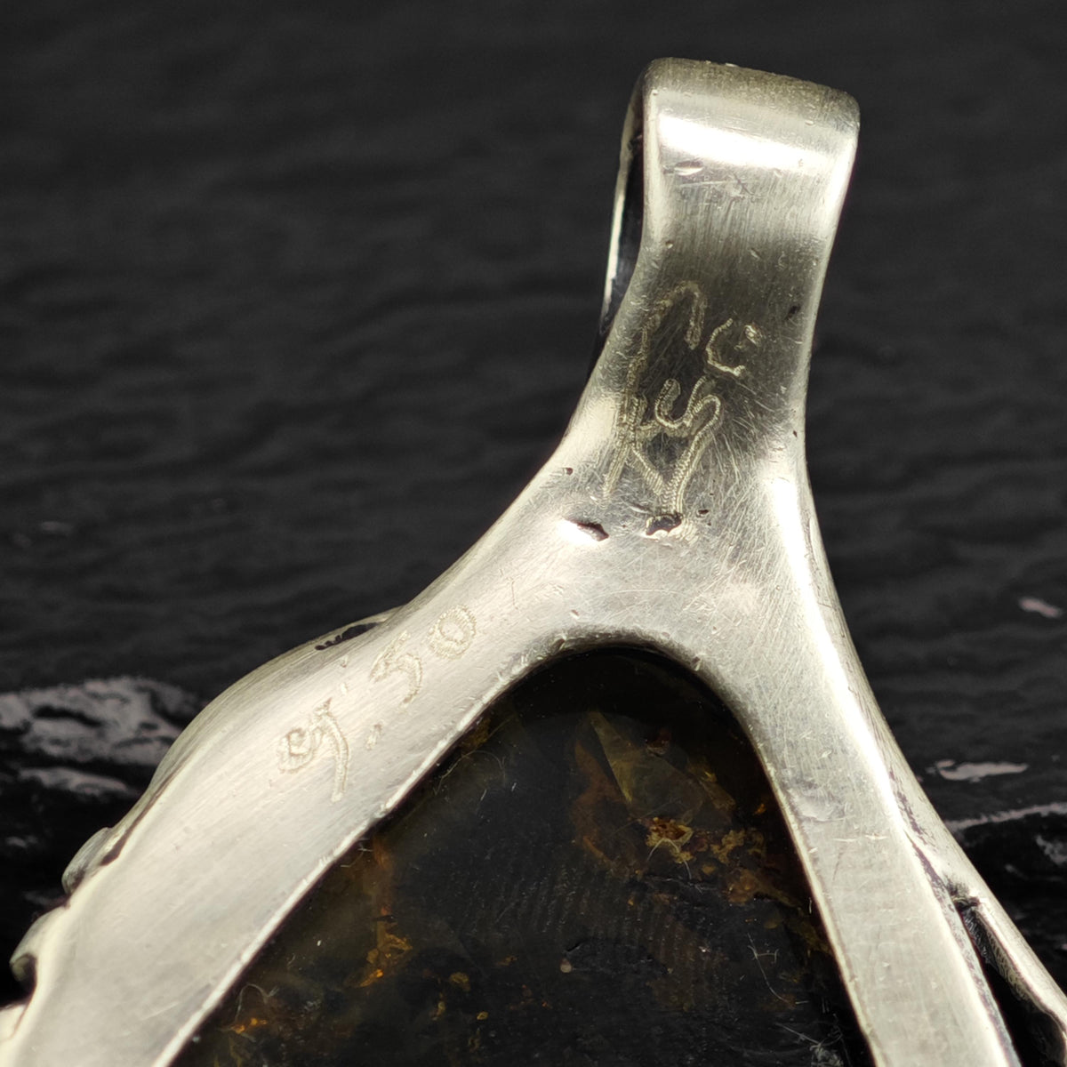 Amber Leaf Sterling Silver Pendant P3129