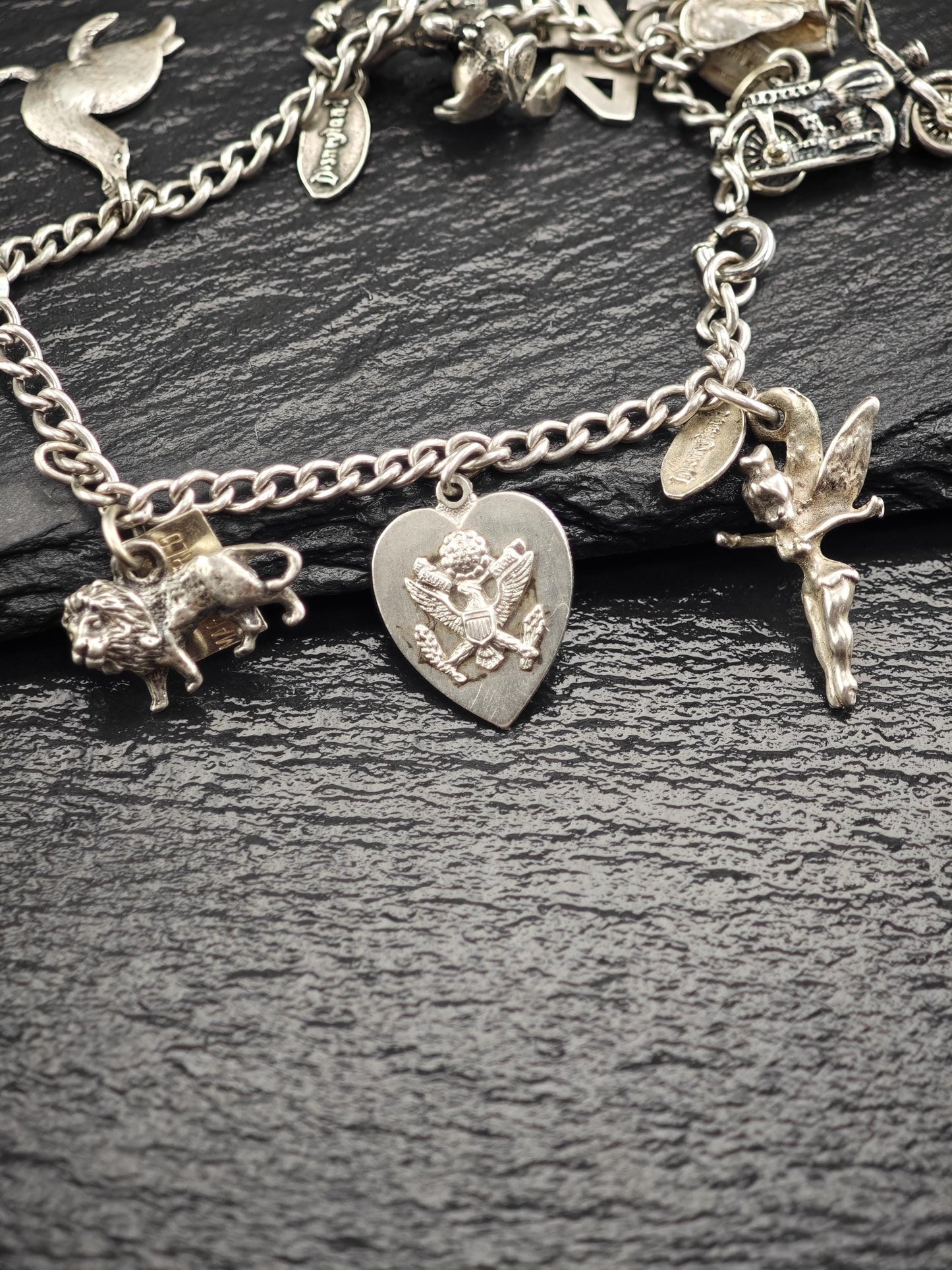 Vintage Authentic Licensed Disney Charm Bracelet Sterling Silver Circa 1950-1970's