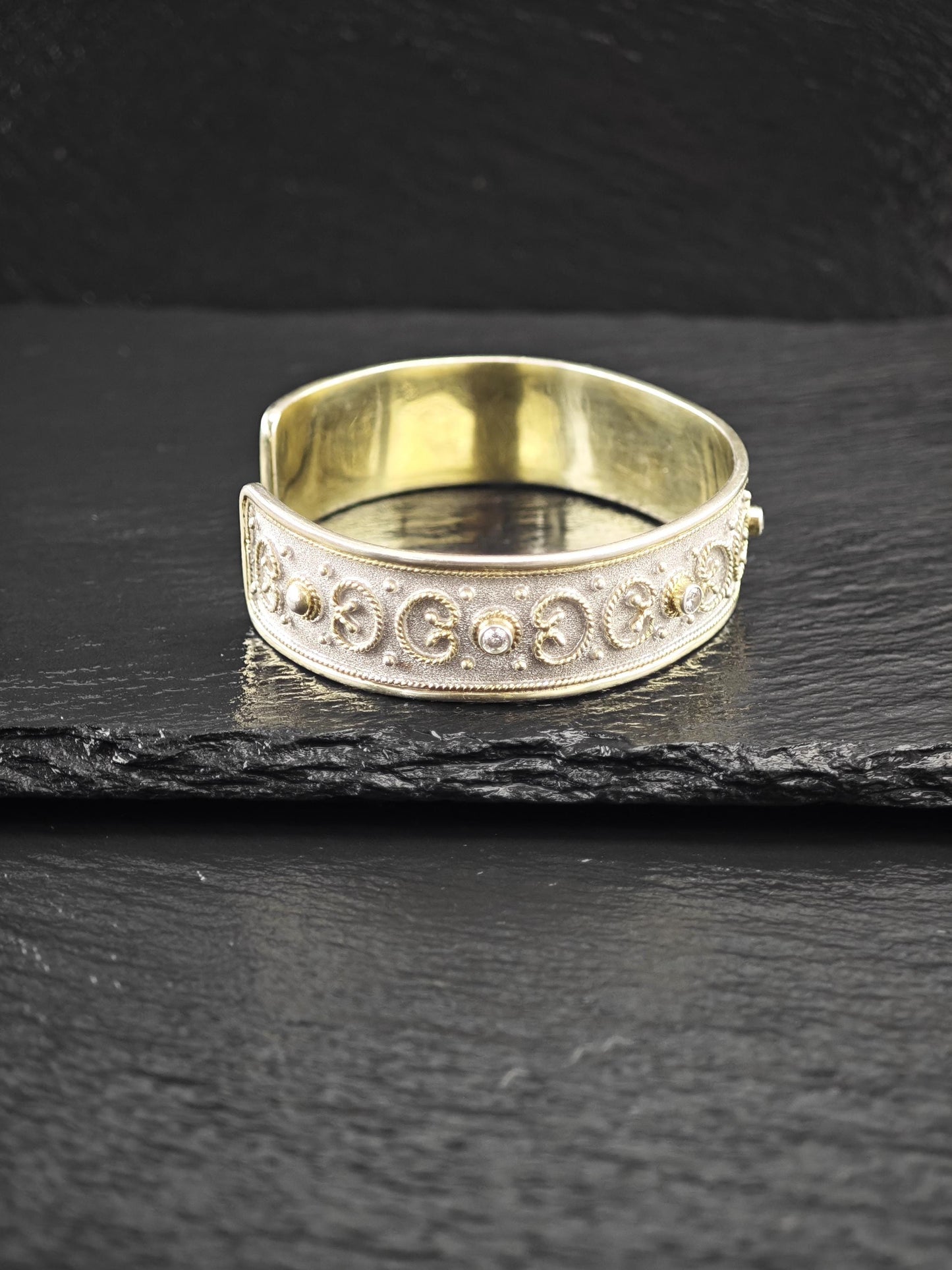 Greece Gkikas Gold Tone, Gilded Cuff Bracelet Sterling Silver