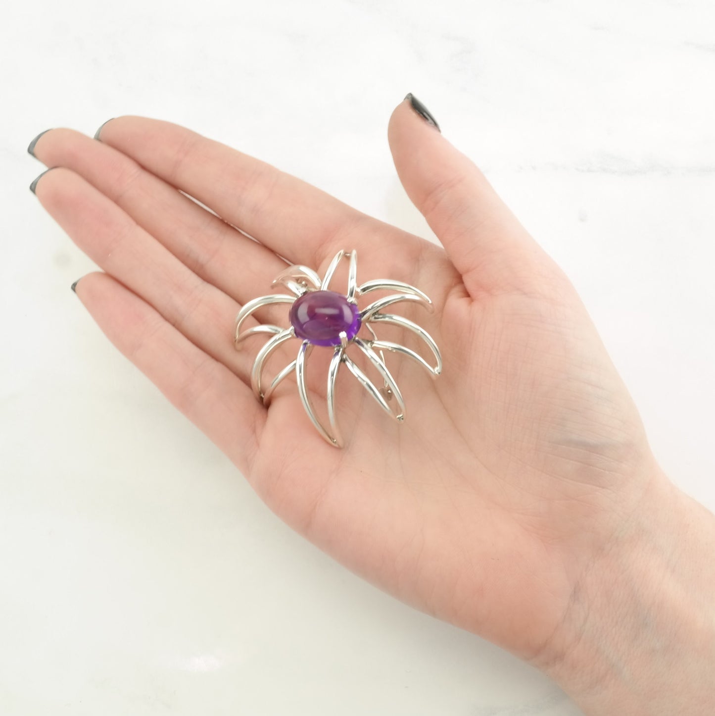 Tiffany & Co. Sterling Silver Brooch Fireworks Purple Amethyst