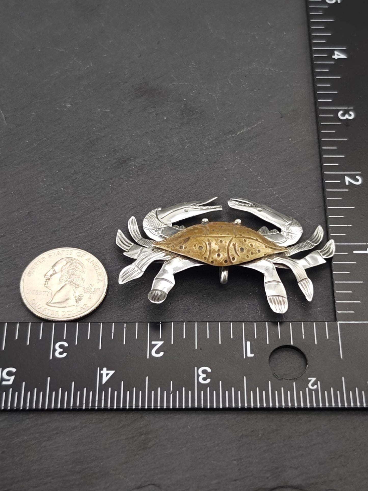 Studio Brass, Gold Tone Crab Brooch/Pendant Sterling Silver