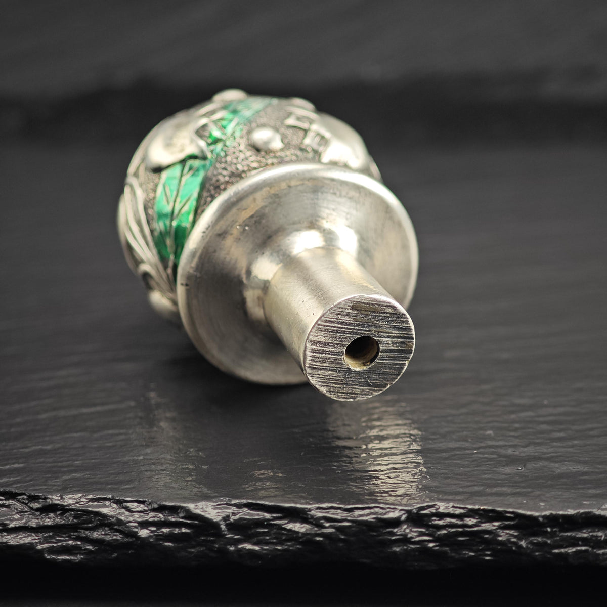 Antique Sterling Silver Floral Enamel Accent Bottle Stopper 800 Silver MISC0396