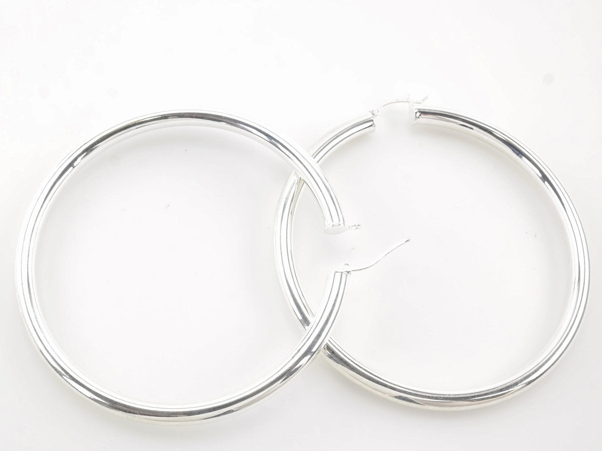 XL Sterling Silver Hoop Earrings: Large Size (2 7/8" Wide)