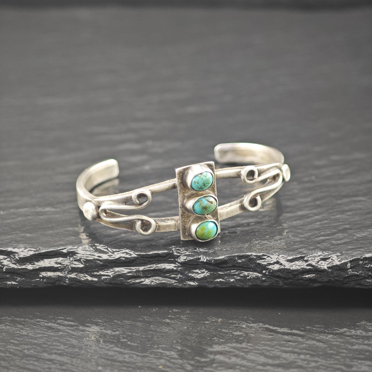 Old Southwest Turquoise Cuff Bracelet Sterling Silver