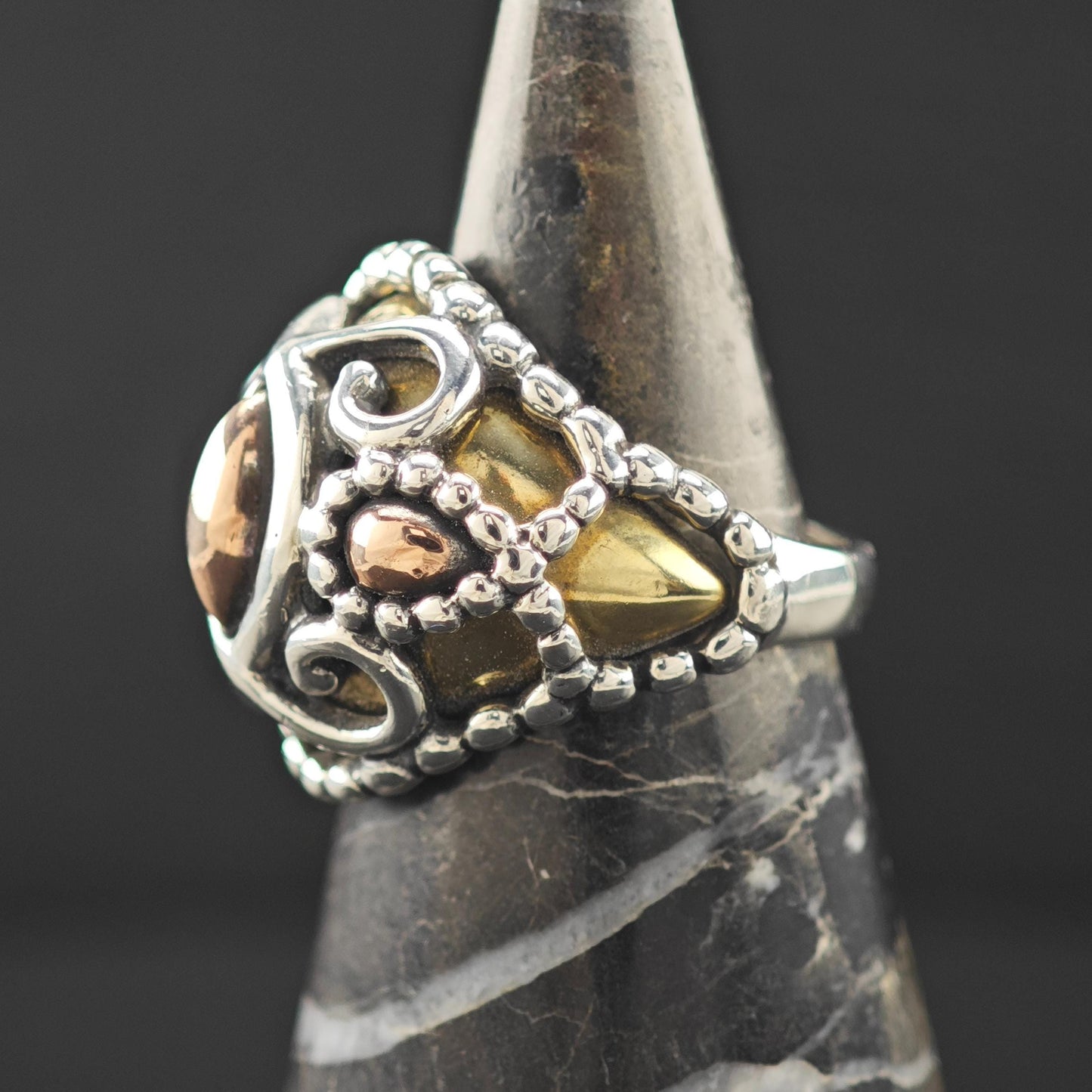 Carolyn Pollack Brass Copper Dome Ring Sterling Silver
