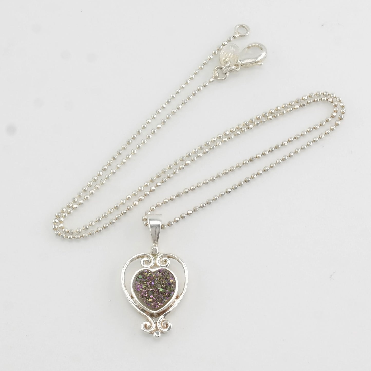 Sajen Sterling Silver Multicolor Druzy Heart Necklace