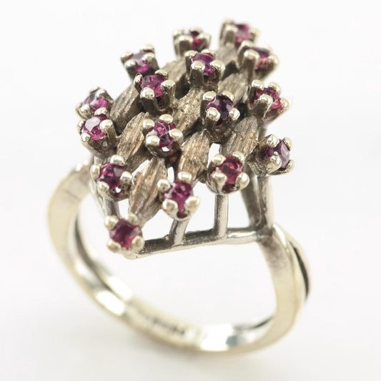 Sterling Silver Ruby Ring Pink Gold Tone Size 6
