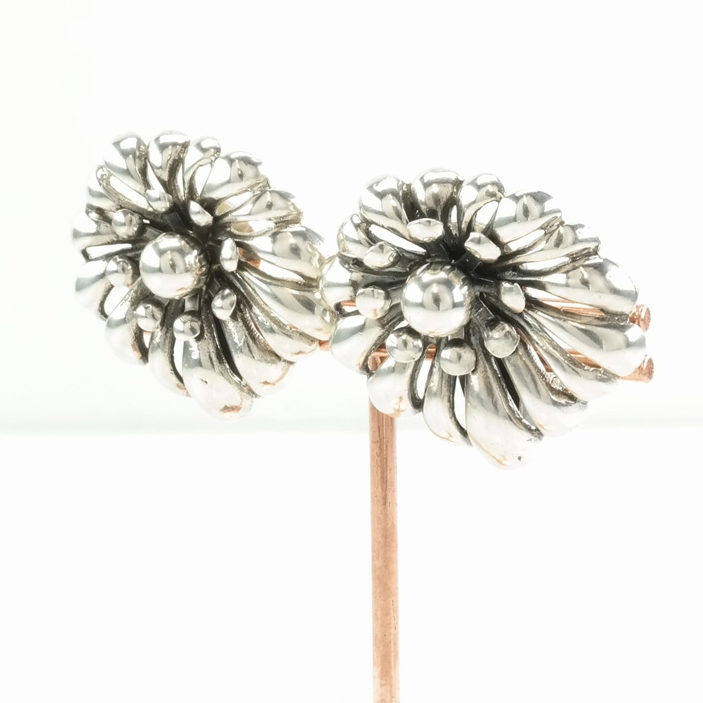 Vintage Sterling Silver Clip on Earrings Napier Floral