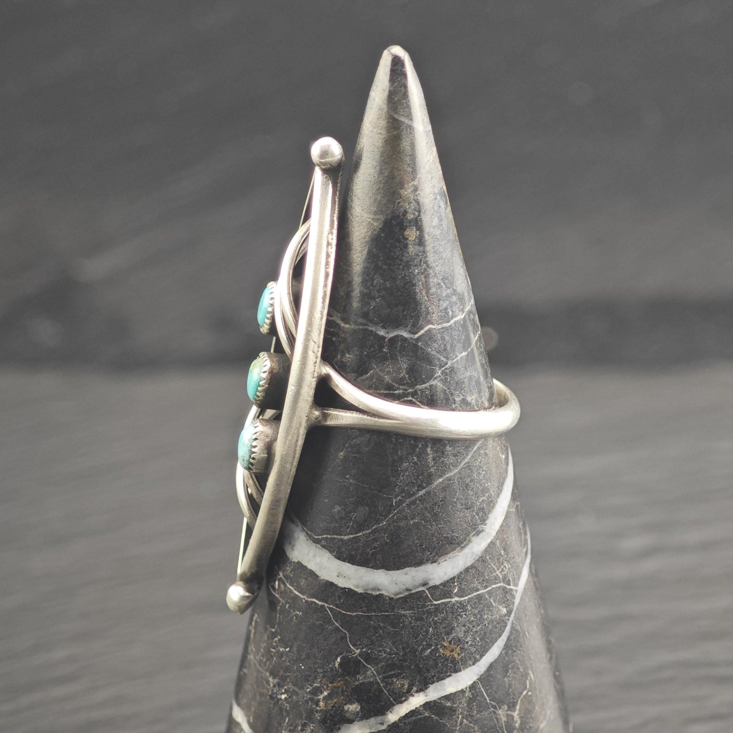 Zuni Petit Point Silver Arc Details Sterling Silver Ring Sz 8 1/2 R6655