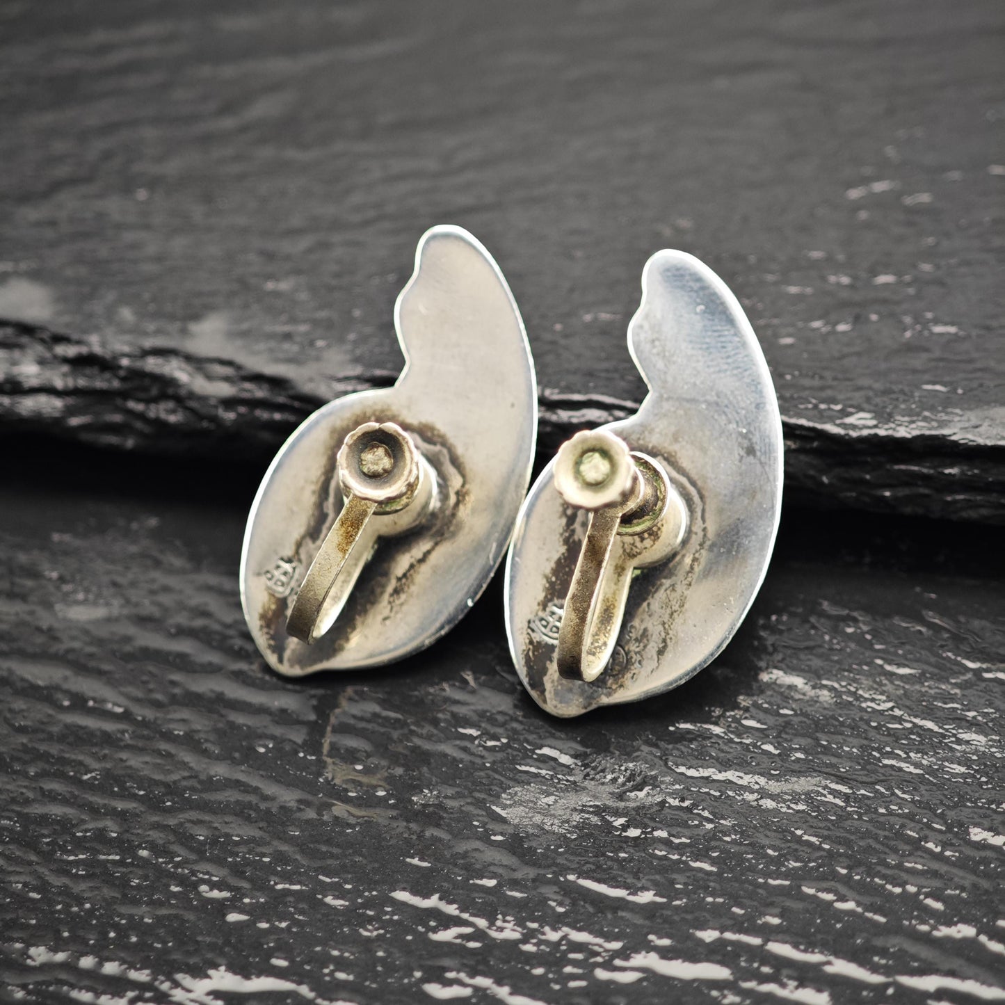 Abstract Taxco Screw Back Sterling Silver Earrings ER3186