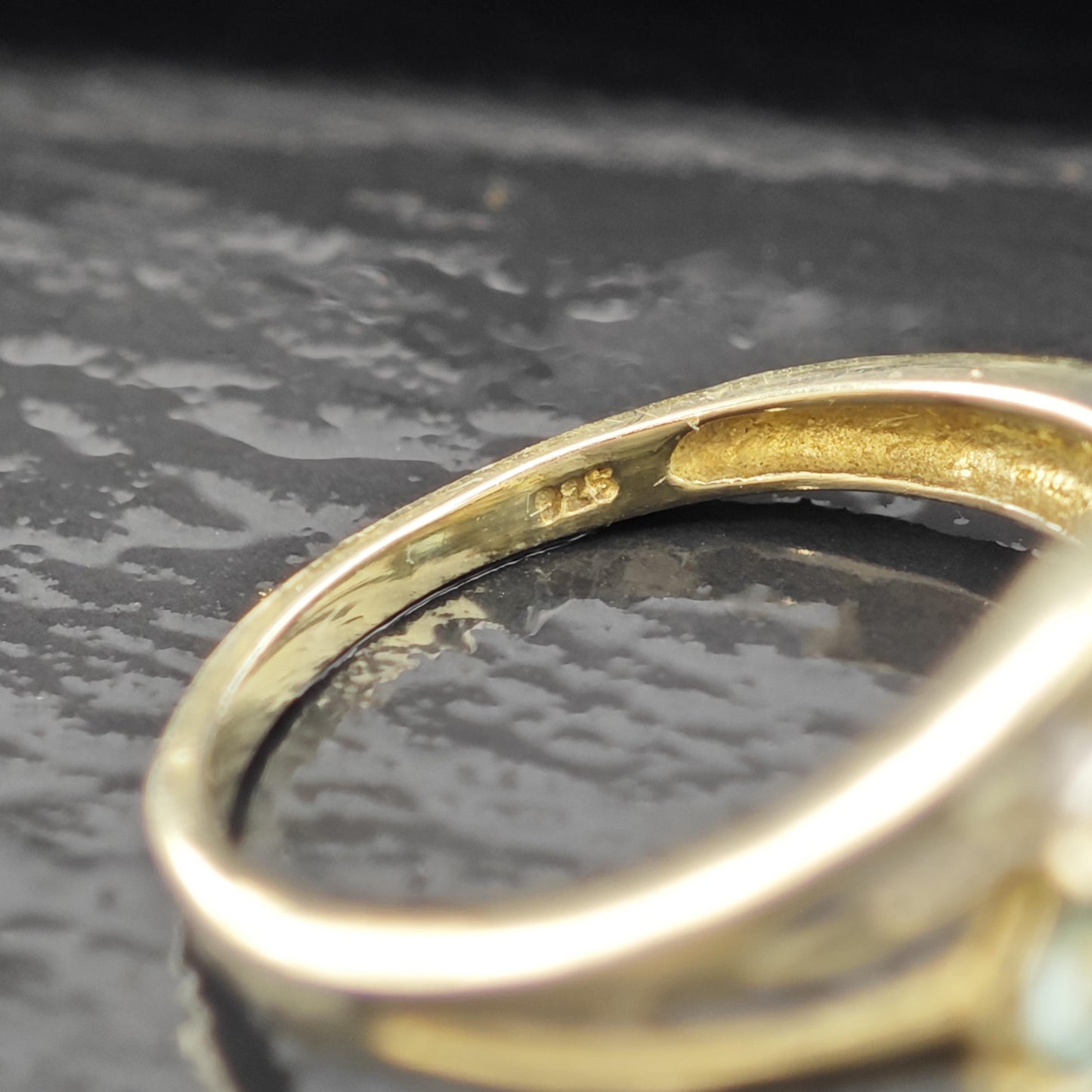 Topaz Heart Diamond Chip Accent 14K Gold Plated Ring Sterling Silver Sz 7 R6155