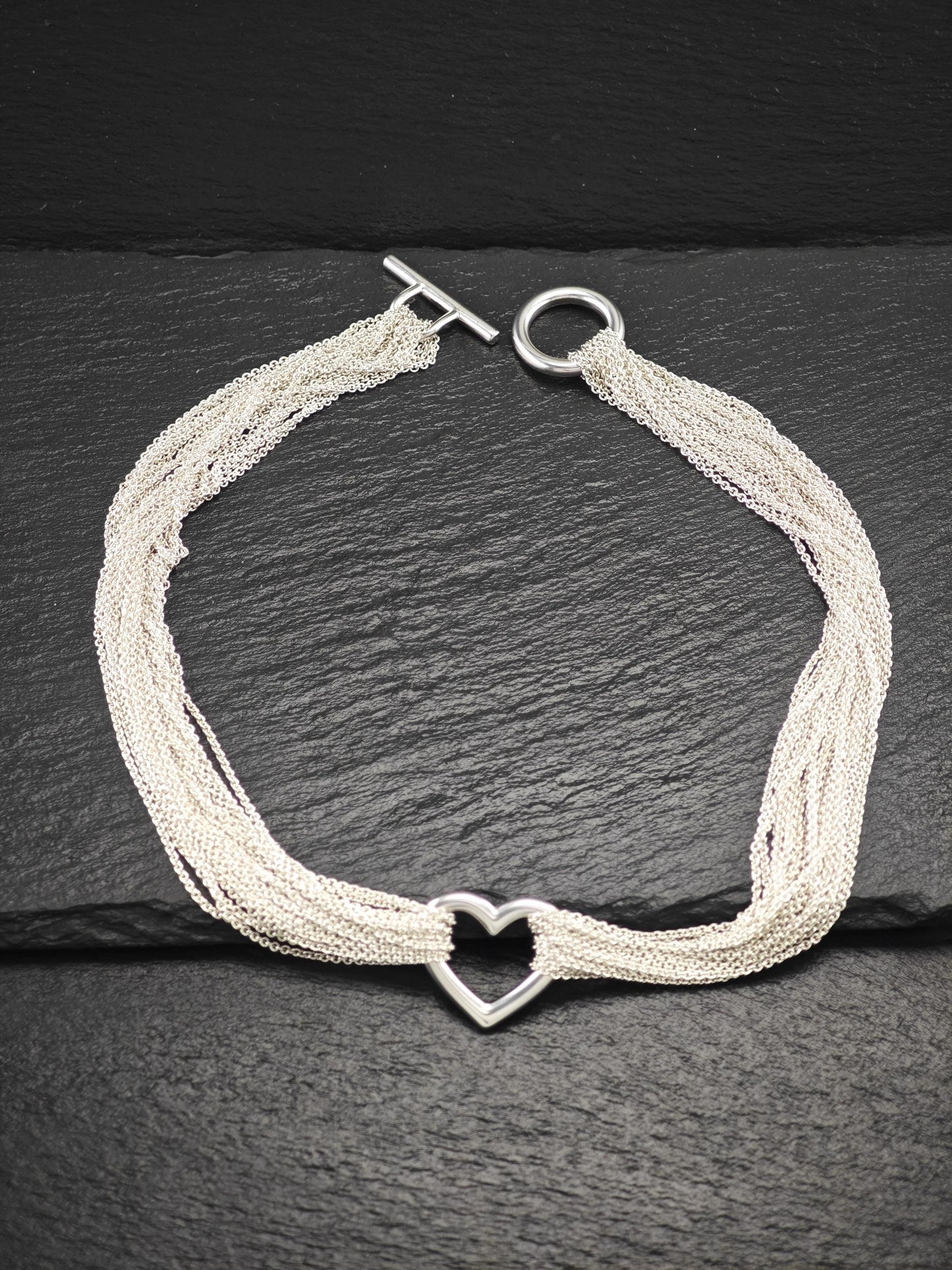 Tiffany Heart Mesh, Toggle Choker Necklace Sterling Silver