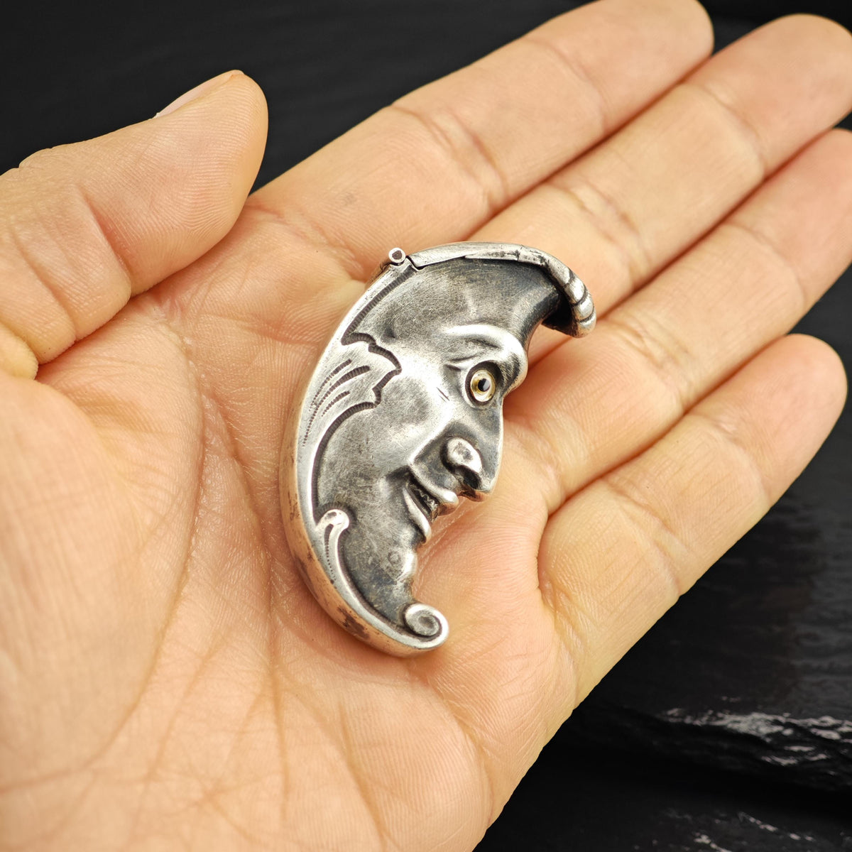 David Bowles Moon Face Match Case Sterling Silver MISC0401