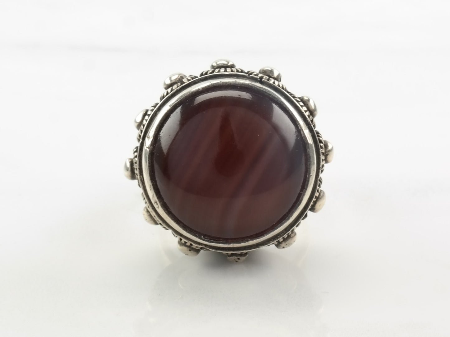 Brutalist Ring Agate Sterling Silver Size 7 1/2