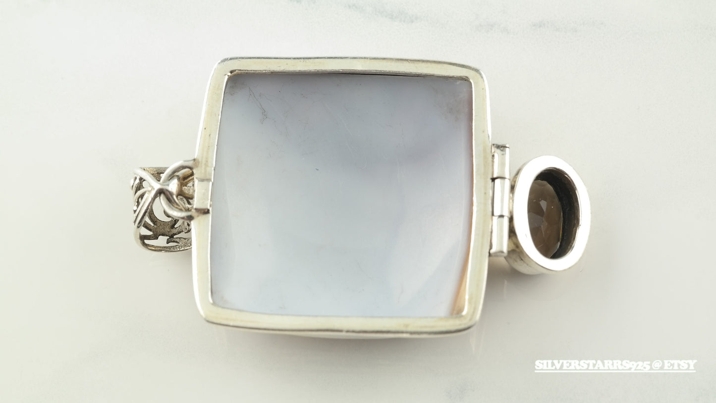 Vintage Shell, Quartz Sterling Silver Pendant