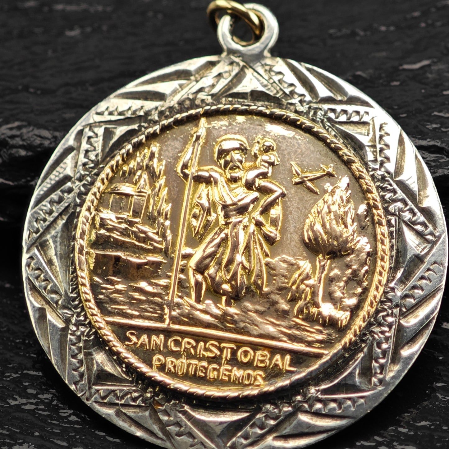 San Cristobal Protegenos Gold Filled Accent Pendant Sterling Silver P2910Gra