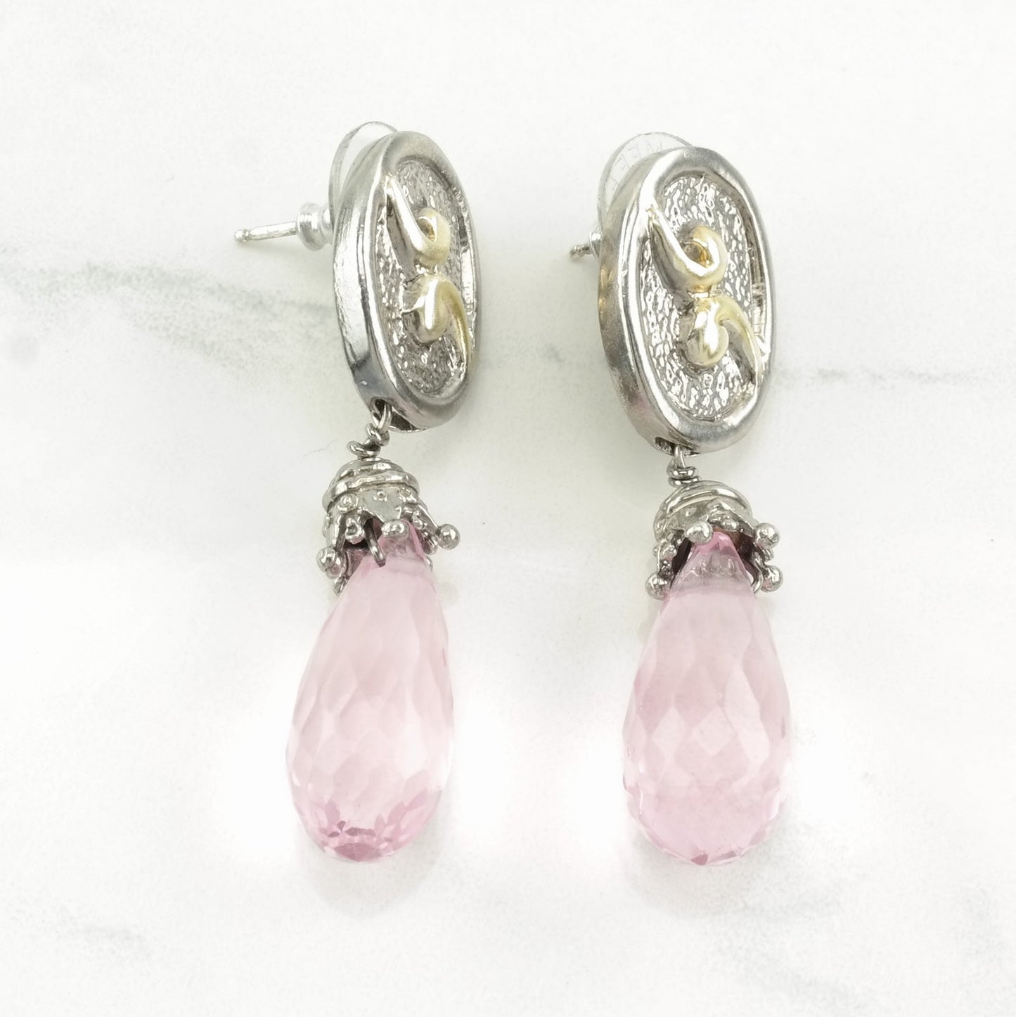 Sevan Sterling Silver Pink Stone Teardrop Earrings Stud/Dangle