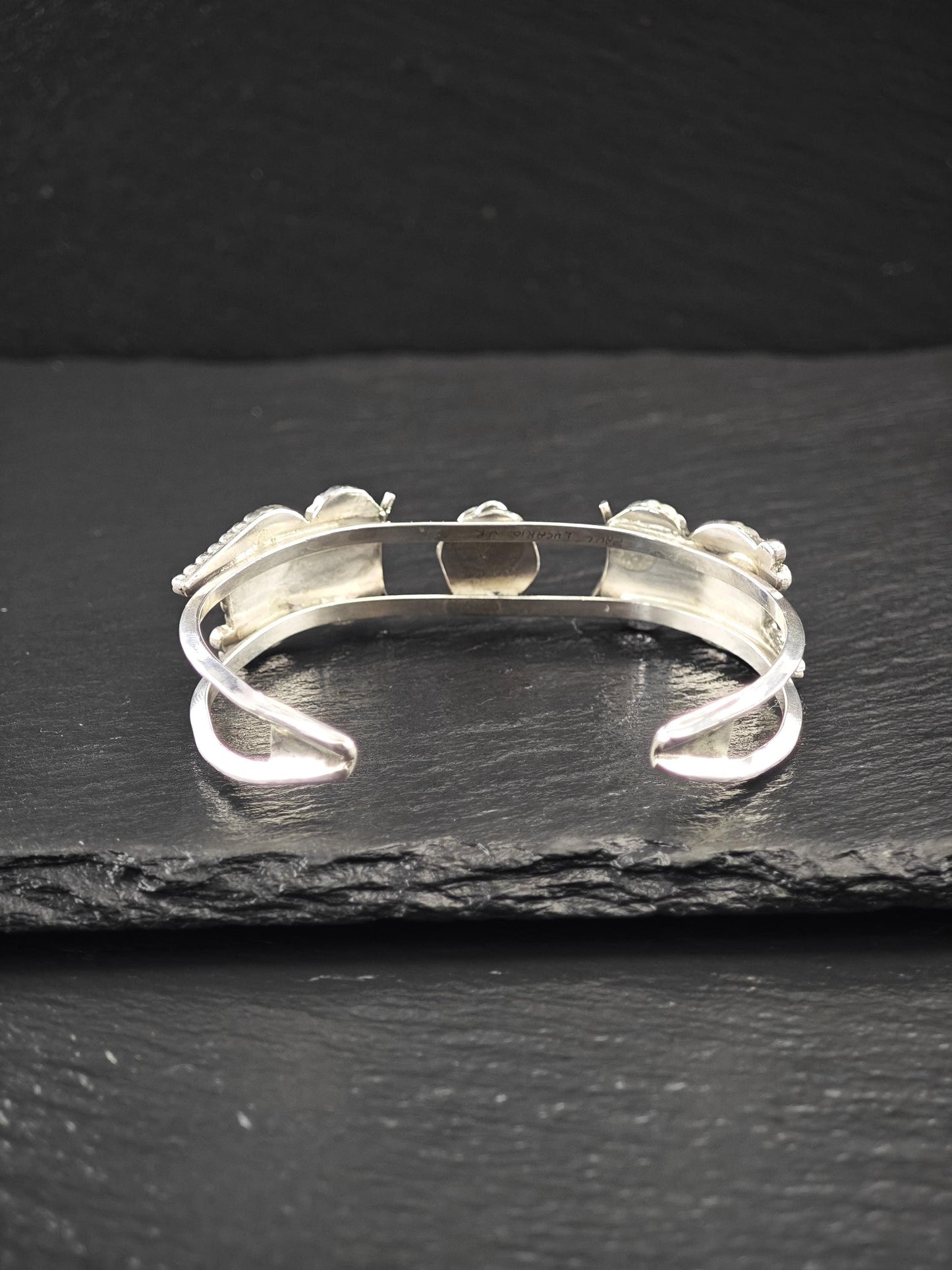 Zuni Native American Owl, Turquoise Inlay Cuff Bracelet Sterling Silver