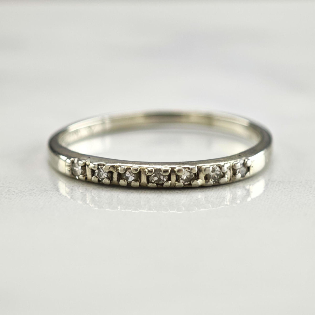 Diamond 14K White Gold Band Ring Sz 7 1/2 R6786