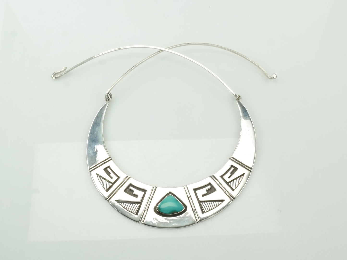 Native American Sterling Silver Blue Turquoise Overlay Necklace Ted Wadsworth