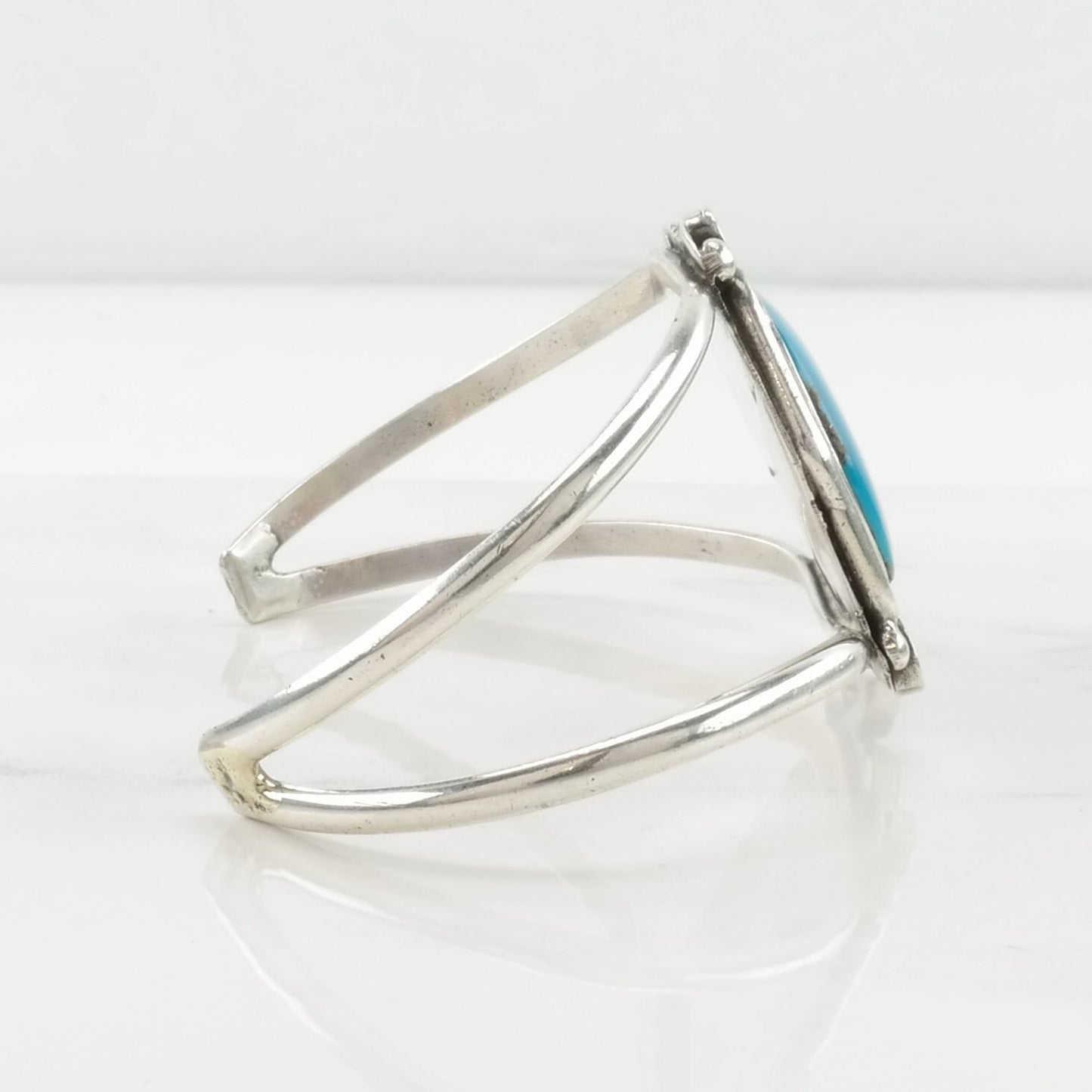 Southwest Sterling Silver Cuff Bracelet Blue Turquoise