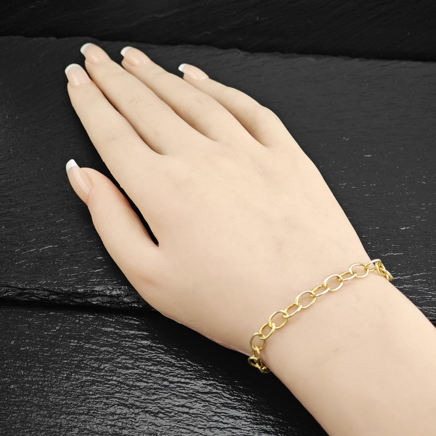 Gold-Plated Sterling Silver Link Bracelet Sz 6 1/2" BR3113