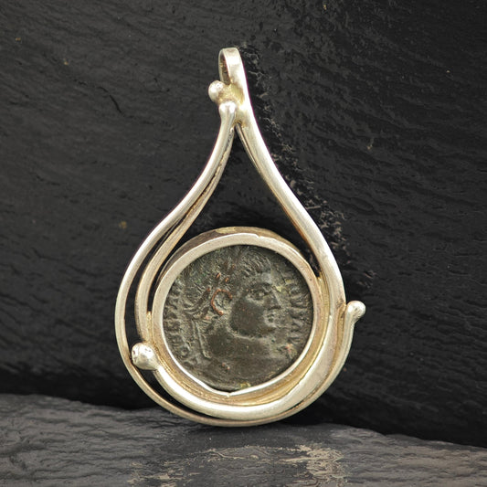 Replica Ancient Roman Coin Pendant Sterling Silver