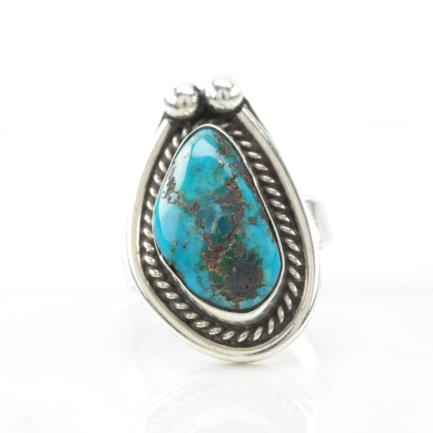 Vintage Southwest Silver Ring Turquoise Sterling Blue Size 6 1/4