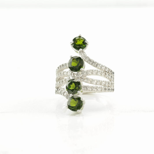 Sterling Silver Ring Chrome Diopside Spinel Dark Green Size 5