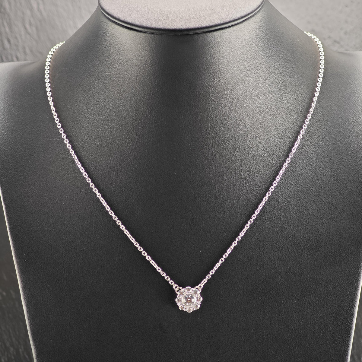 Vintage Judith Ripka CZ Cluster Sterling Silver Necklace N2802