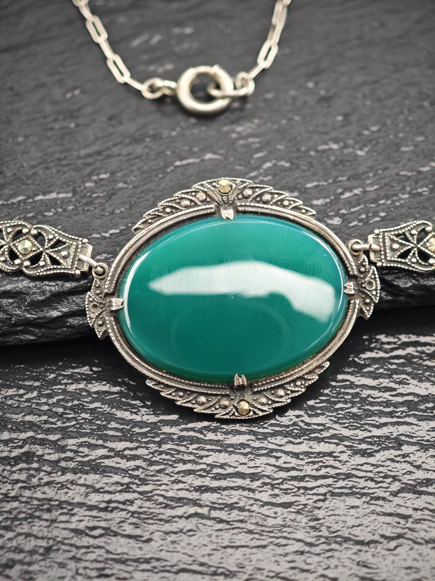 Green Necklace Sterling Silver N2518
