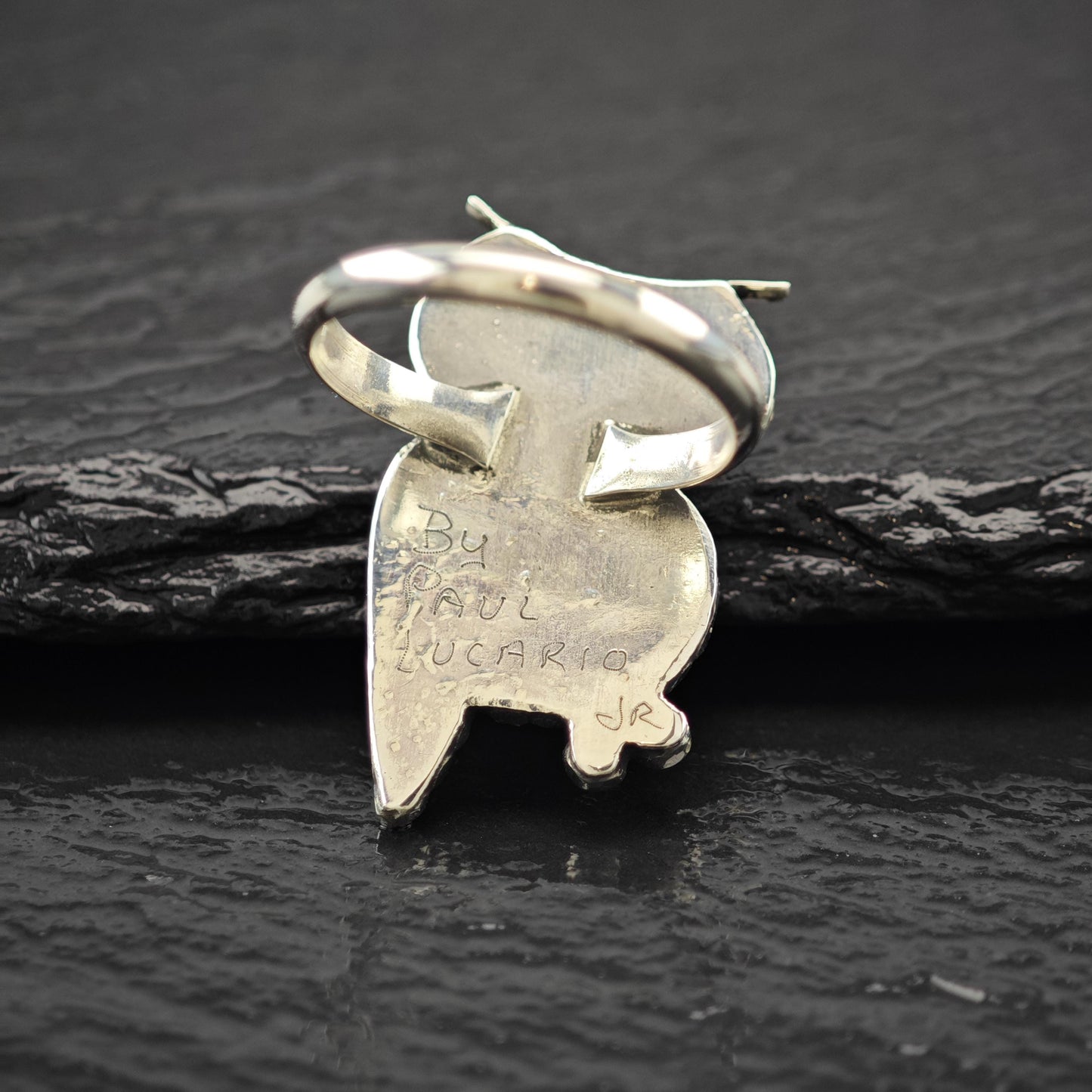 Navajo, Paul Lucario Jr. Owl Ring Sterling Silver Sz 7 R5936