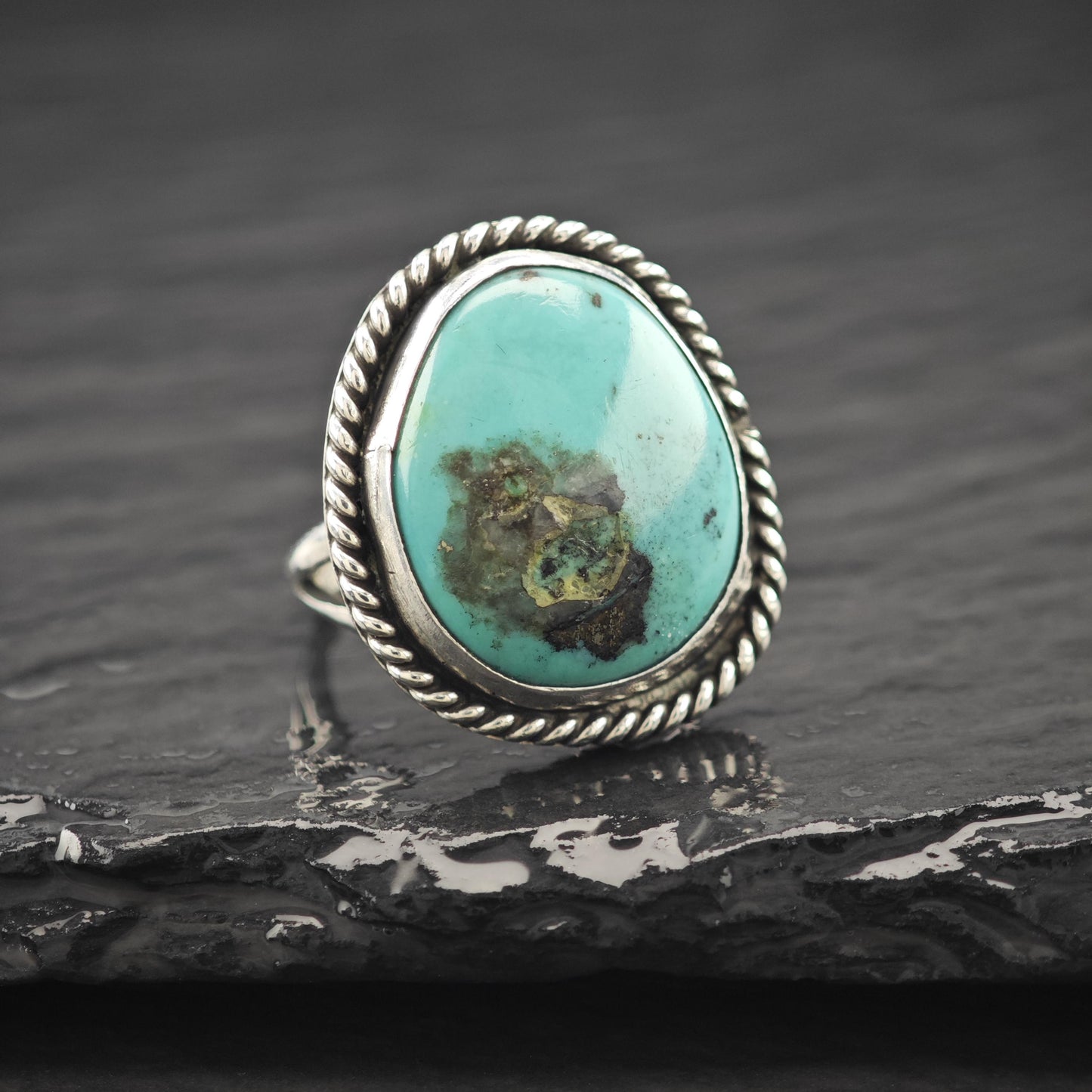 Native American Turquoise Ring Sterling Silver Size 6 1/4