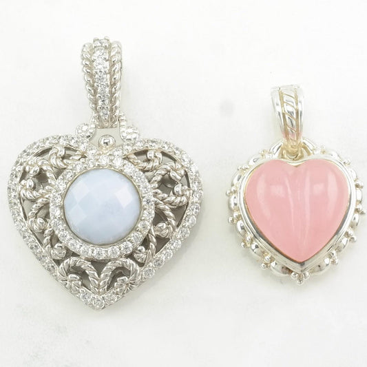 Vintage Judith Ripka Quartz, Chalcedony Heart Sterling Silver Pendant