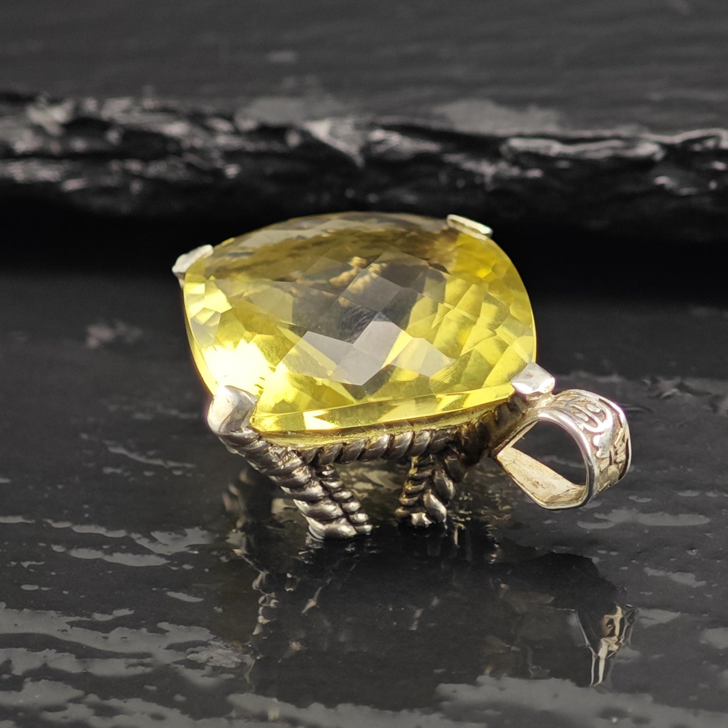 AS IS Yellow Quartz Sterling Silver Pendant P3053