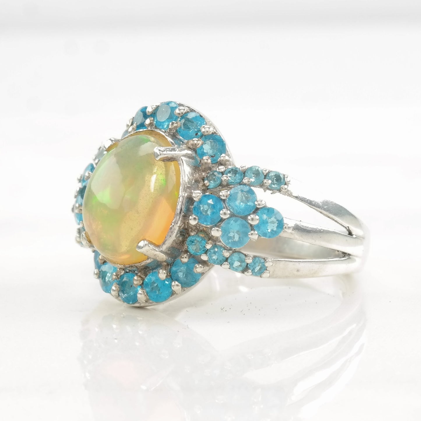 Vintage STS Silver Ring Opal, Apatite Sterling Size 9 1/4