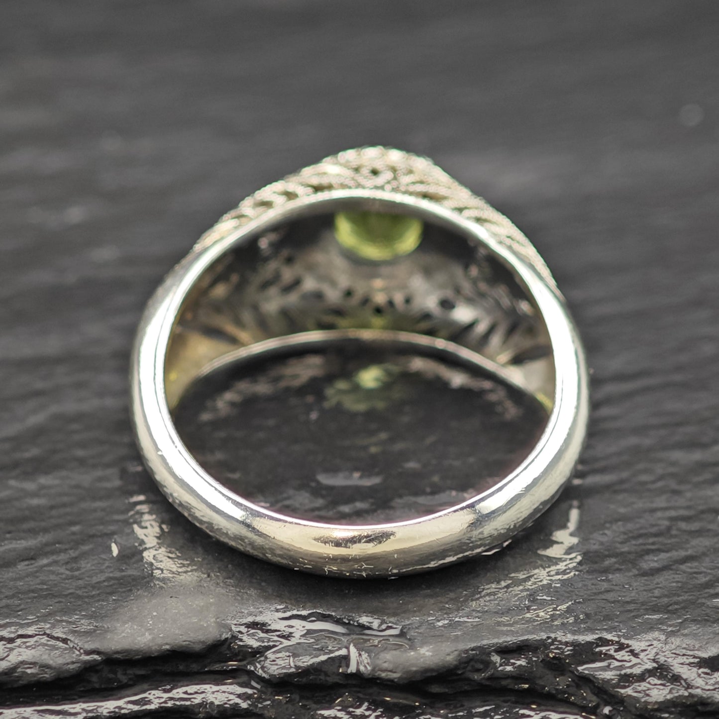 Sterling Silver Ring Green Peridot Gemstone Size 9 R6054