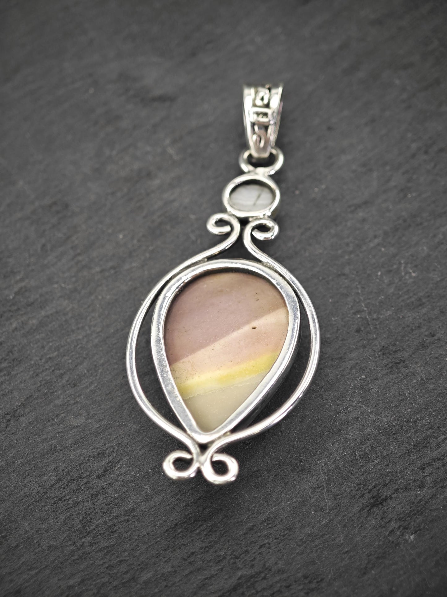 Vintage Jasper Pendant, Sterling Silver