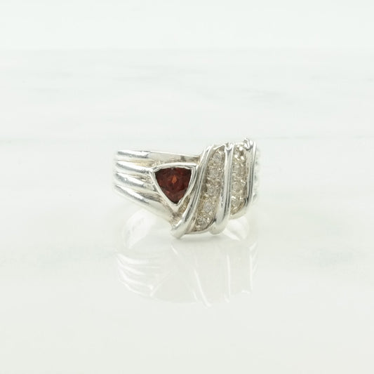 Sterling Silver Ring Garnet CZ Red Size 7