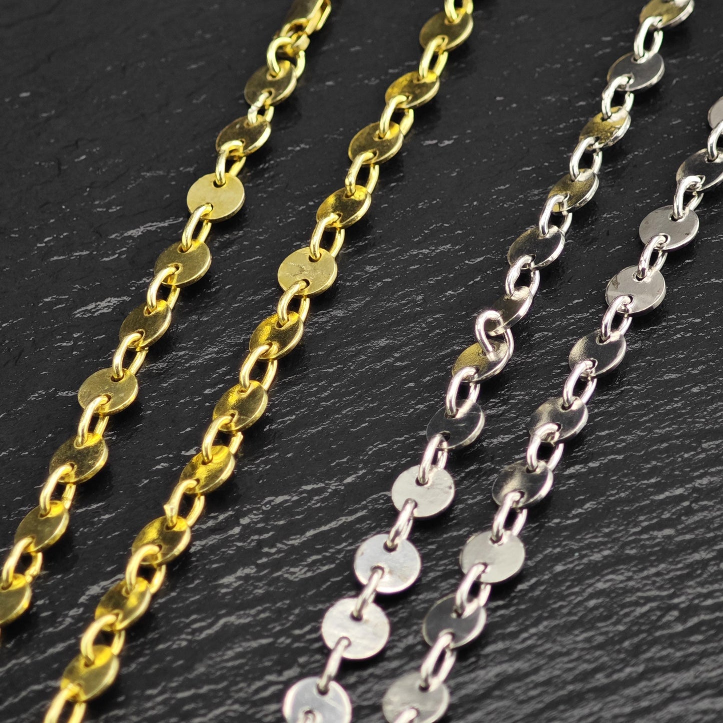Choice of Silver or Gold Plated Sequin Disc Chain Sterling Silver Necklace N2761
