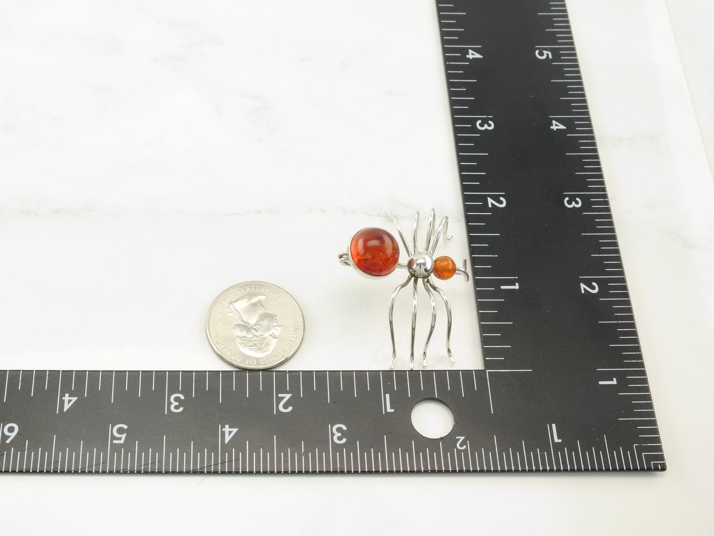 Spider Brooch Baltic Amber Sterling Silver