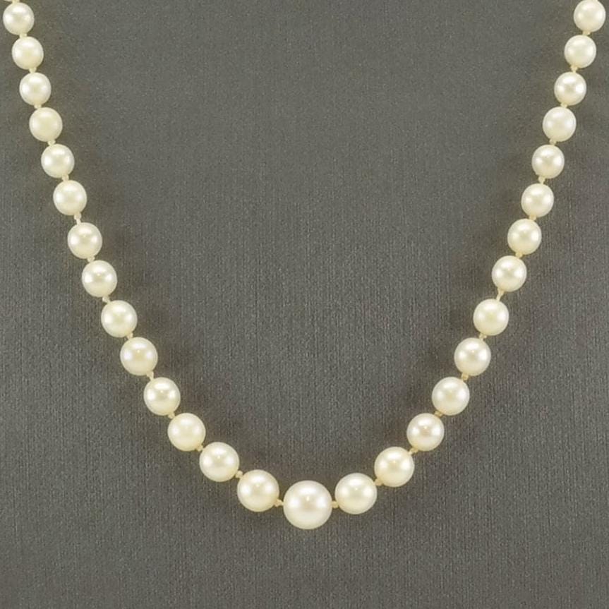 Vintage 14K Gold White Graduate Pearl 3.5 - 7mm Necklace