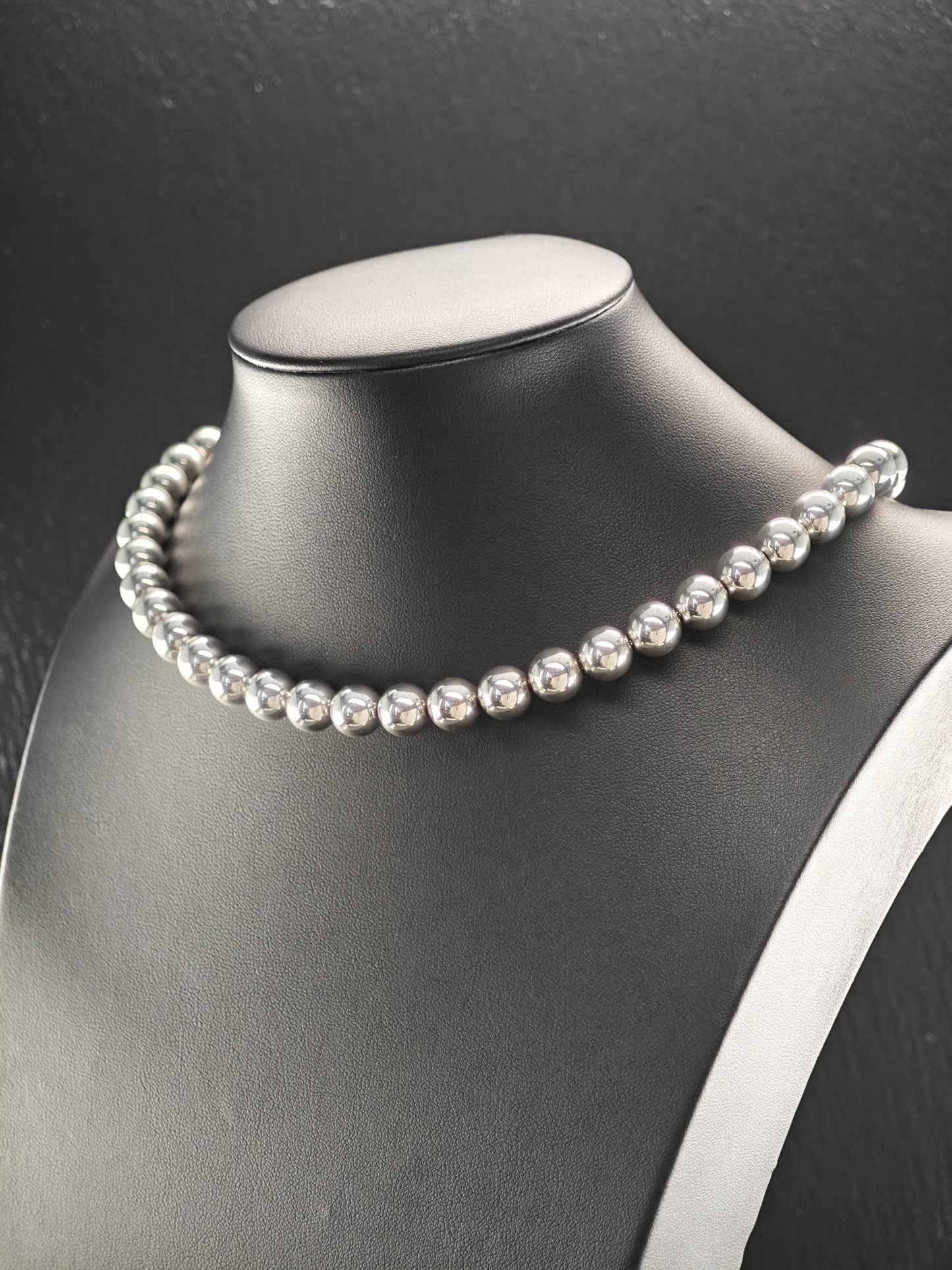 Vintage Tiffany 10mm Bead, Hardwear Beaded Necklace Sterling Silver N2506