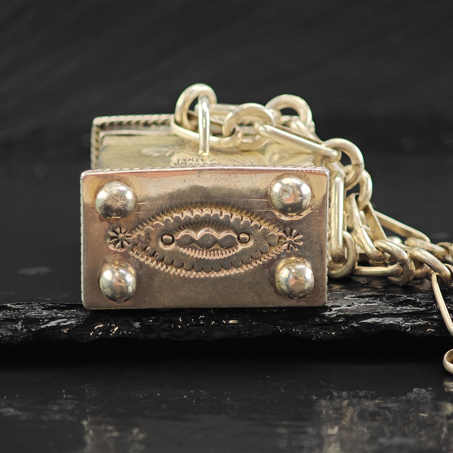 Ben Begay Trinket Box, Stamped Sterling Silver, Feather Necklace N1630