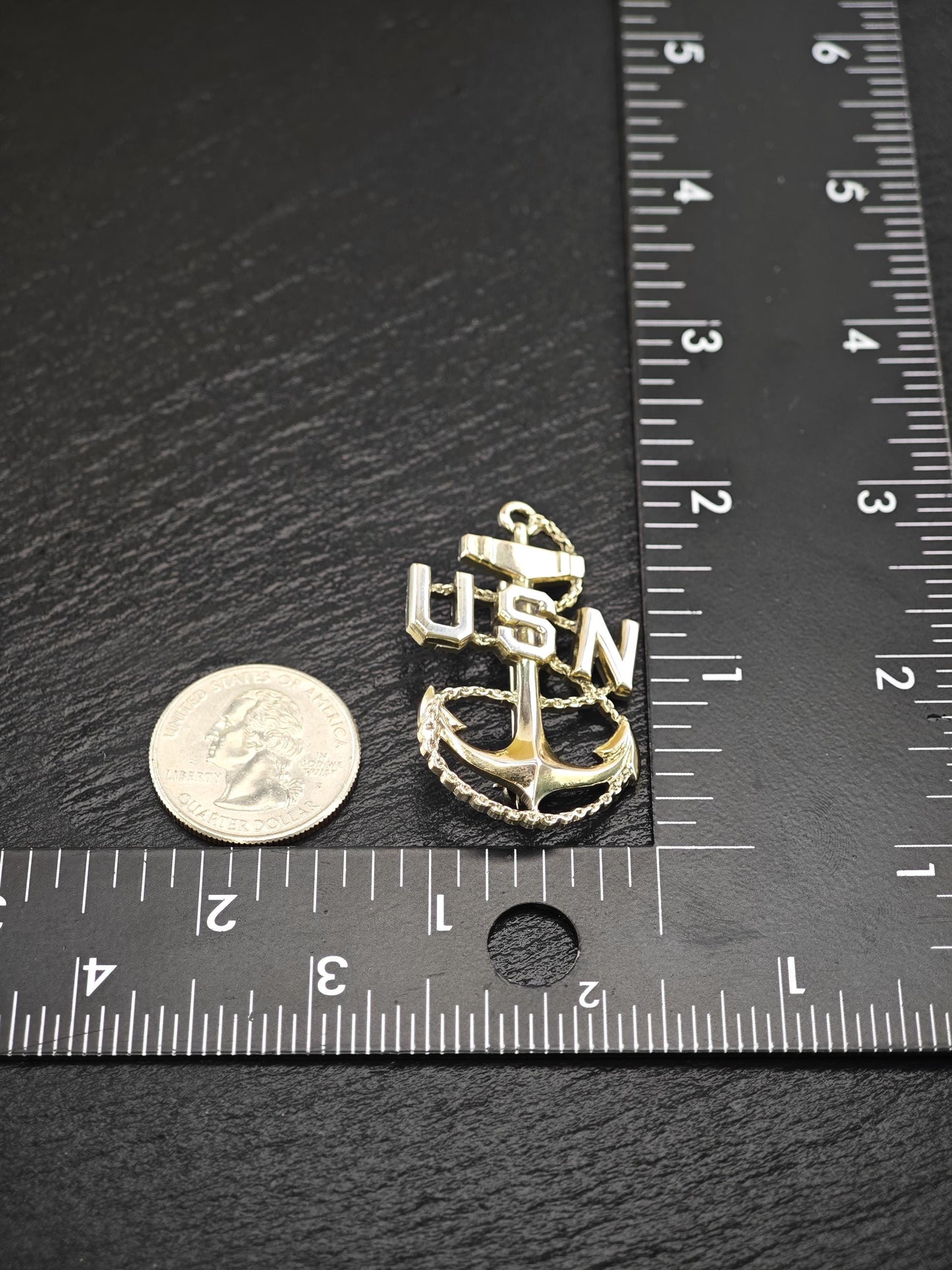 US Navy Gold Anchor Pin Brooch/Pendant Sterling Silver