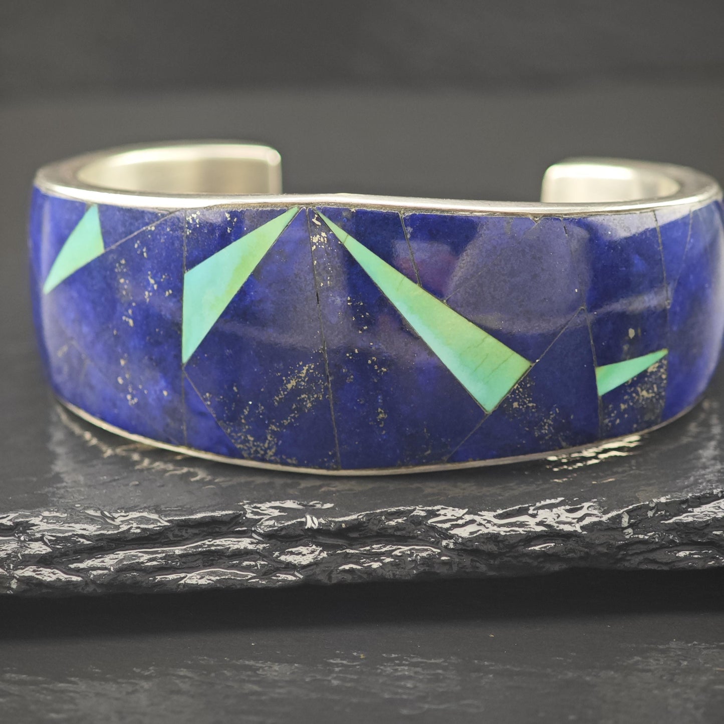 Harrison Jim Inlay Cuff Lapis, Turquoise Bracelet Native American Sterling Silver