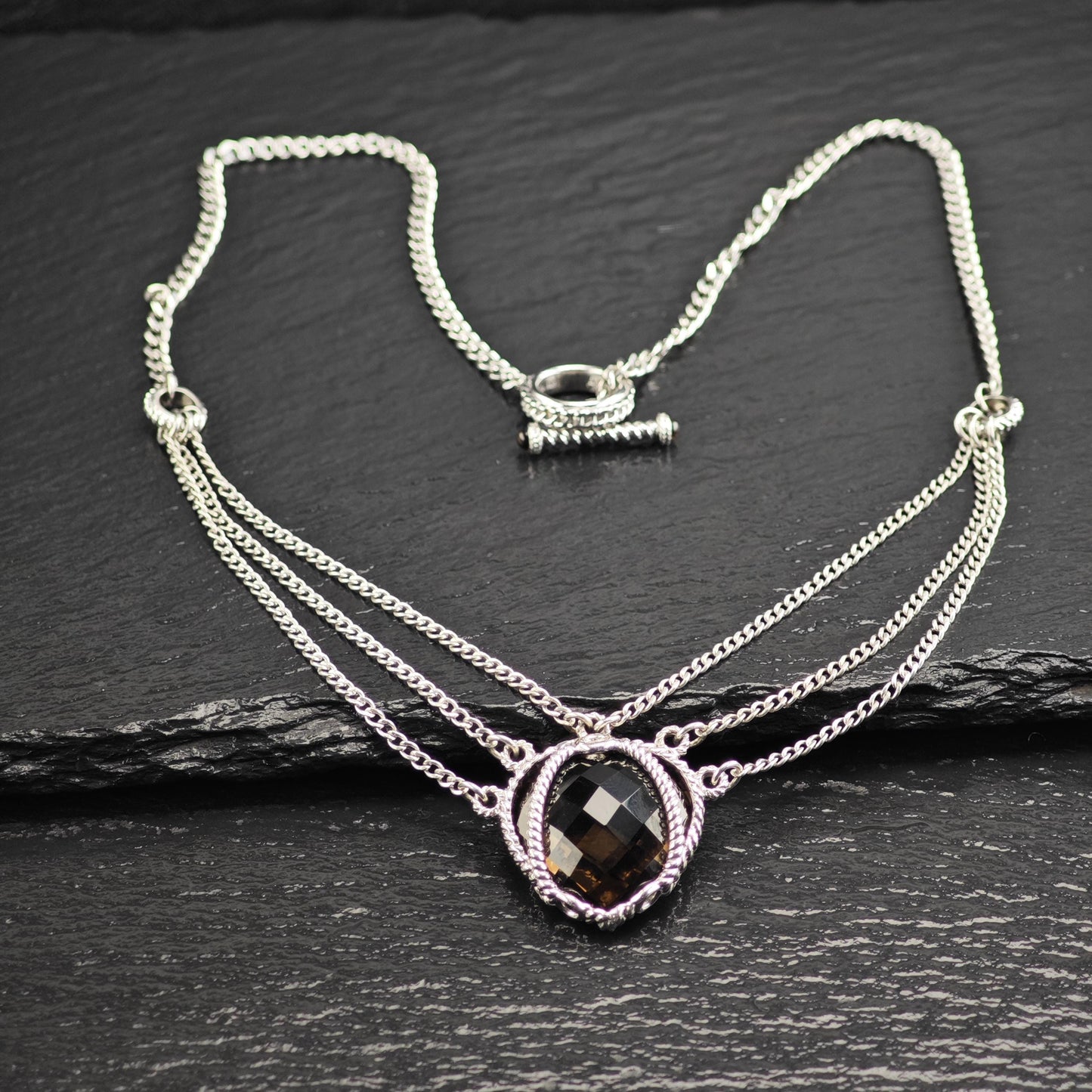 Anthony Nak Smoky Quartz, Heart Sterling Silver Necklace N2736