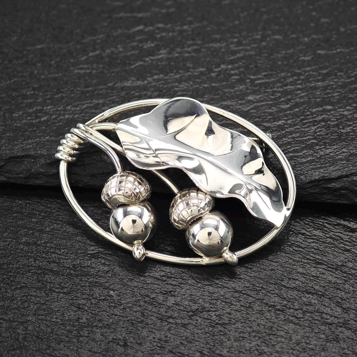 Georg Jensen 105, Acorn Brooch Sterling Silver