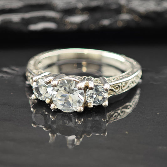 Zircon Statement Ring Sterling Silver Jewelry Size 8